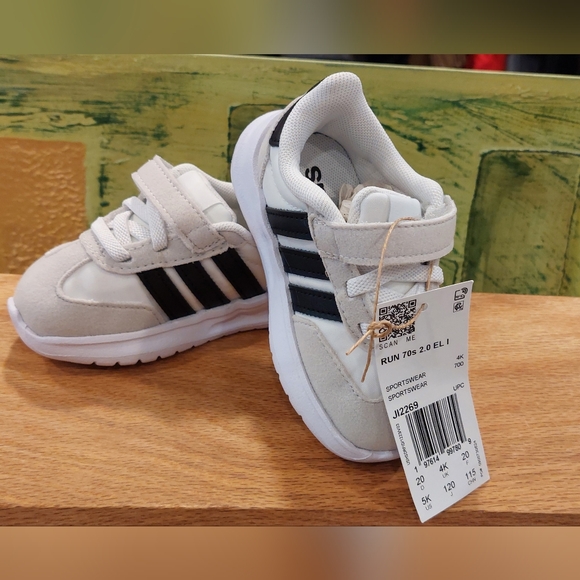 Adidas Kids White and Black Strap Sneakers - Picture 4 of 6